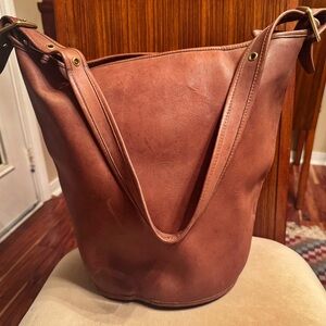 Vintage Coach XL Mahogany Leather Duffle Sac #9085